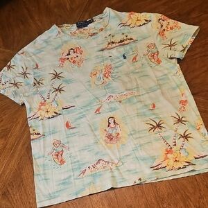 Polo Ralph Lauren Hula Girl Sz M Tropical Print Aloha Rare Classic Preppy Prep